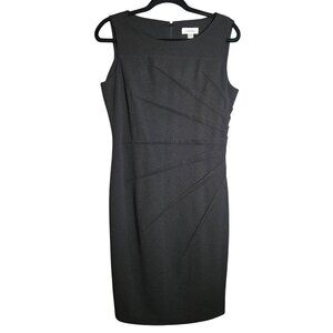 Calvin Klein Womens Black Sunburst Sheath Dress Size 10 Sleeveless Back Zipper